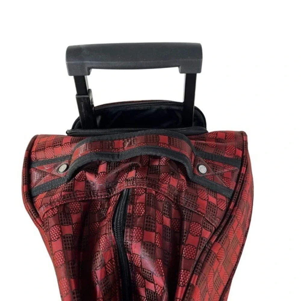CALPAK Rolling Travel Duffel Bag Red Plaid Carry On Luggage 21